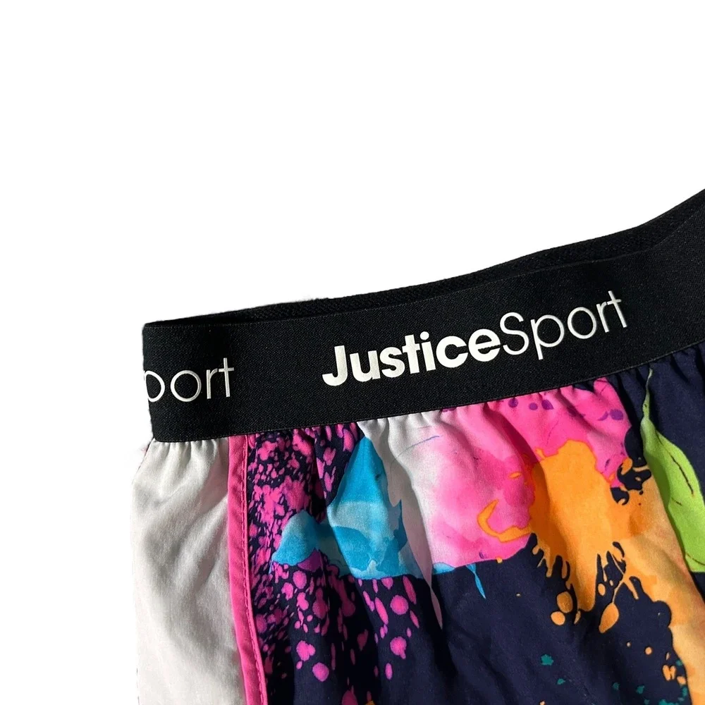 Justice Sport Girls Active Running Shorts Multicolor Splash Paint Athletic‎